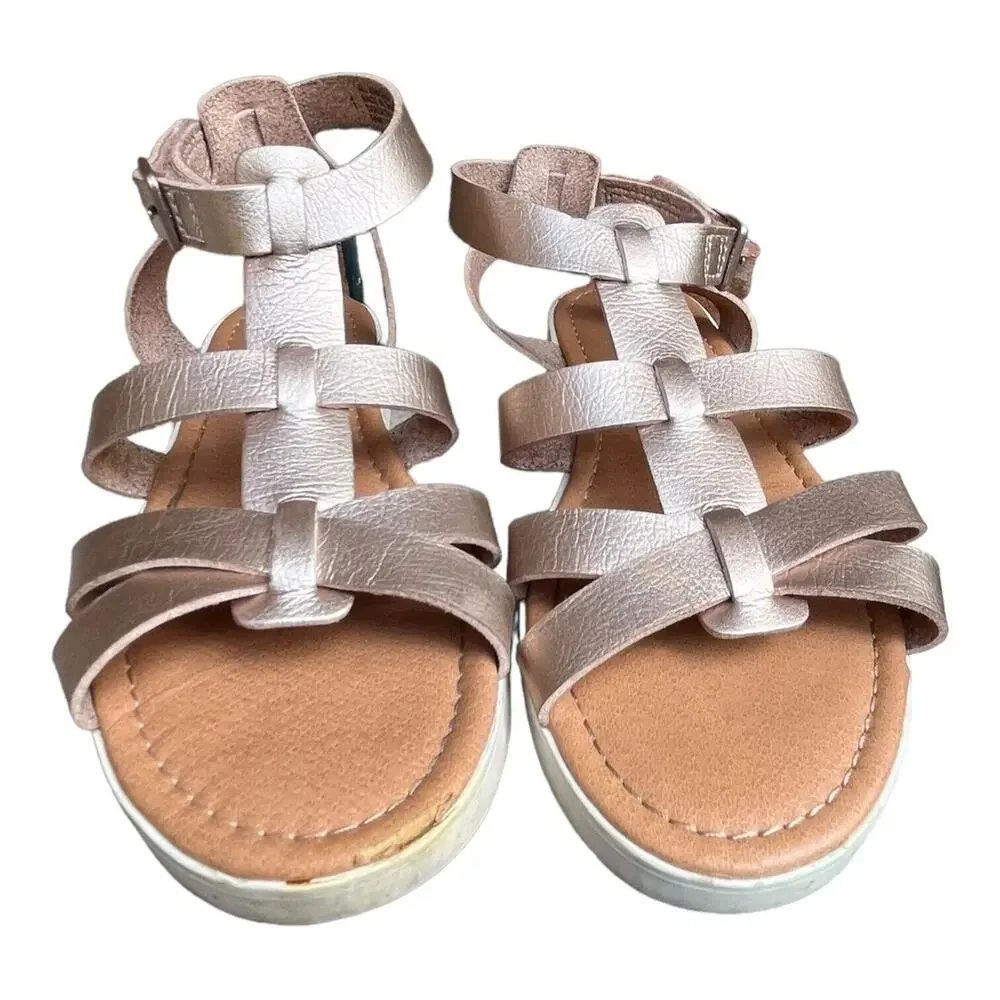 Cat &‎ Jack Girls Champagne Gold Pink Sandals Shoes 1M EUC